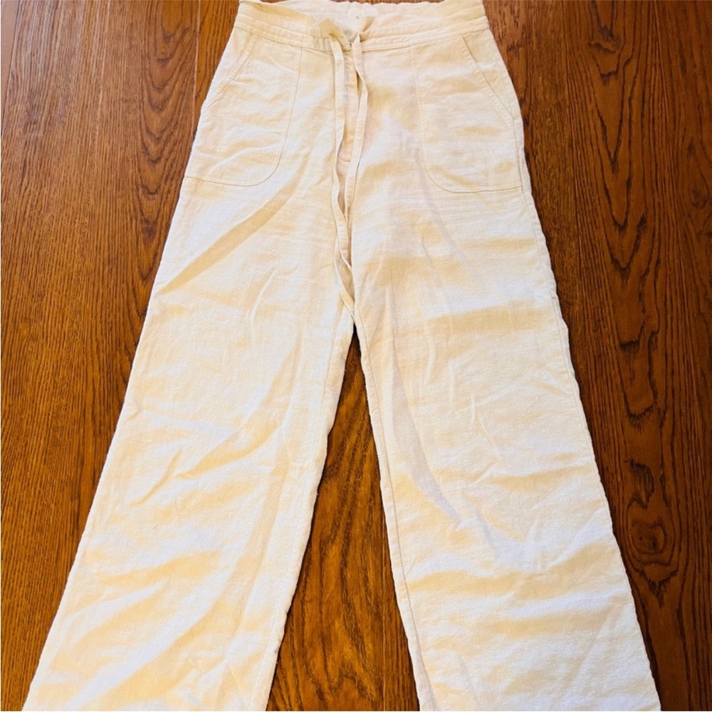 DÔEN RIVIERA Cream Wide Leg silk and linen Pants